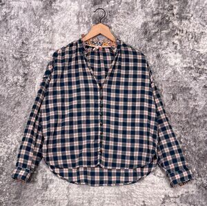 Anthropologie Top XS Womens Pilcro Plaid Button Front Oversized Blouse